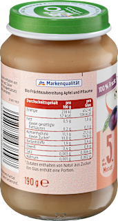 Früchte Pflaume in Apfel ab dem 5. Monat dmBio
