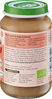 Früchte Pflaume in Apfel ab dem 5. Monat dmBio