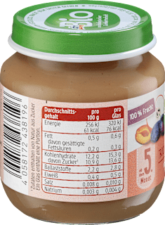 Früchte Trockenpflaume in Apfel ab dem 5. Monat dmBio