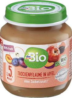 Früchte Trockenpflaume in Apfel ab dem 5. Monat dmBio