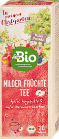 Früchtetee Milde Früchte mit Apfel, Hagebutte & süße Brombeerblätter (20 Beutel) dmBio