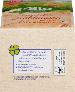 Früchtetee "Traumhafter Frühlingstee" mit Apfel, Hibiskus & Zitronenmelisse (20 Beutel) dmBio