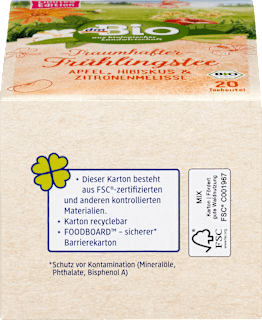 Früchtetee "Traumhafter Frühlingstee" mit Apfel, Hibiskus & Zitronenmelisse (20 Beutel) dmBio