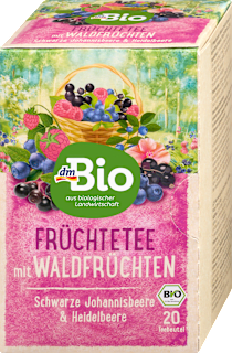 Früchtetee Waldfrucht mit schwarzer Johannisbeere & Heidelbeere (20 Beutel) dmBio