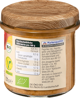 Gemüseaufstrich, Gegrillte Paprika Belugalinse dmBio