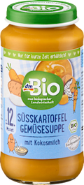 Gemüsesuppe Kinder Süßkartoffel & Gemüse mit Kokosmilch ab 12 Monaten dmBio