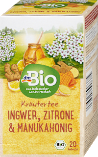 Kräutertee Ingwer, Zitrone & Manuka (20 Beutel) dmBio