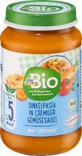 Menü Dinkelpasta mit Gemüsesauce ab dem 5. Monat dmBio
