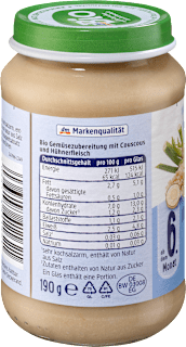 Menü Fenchel-Pastinake mit Couscous und Huhn ab dem 6. Monat dmBio
