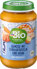 Menü Gemüse mit Süßkartoffeln und Huhn ab dem 5. Monat dmBio