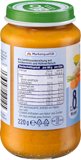 Menü Gemüsereis mit Huhn, ab dem 8.Monat dmBio