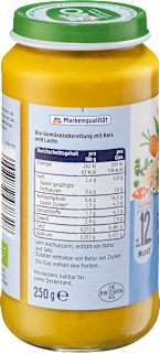 Menü Gemüsereis mit Lachs ab dem 12. Monat dmBio