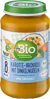Menü Karotte-Brokkoli mit Dinkelnudeln ab dem 8.Monat dmBio