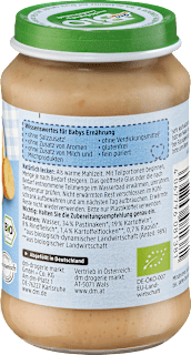 Menü Pastinaken mit Kartoffeln und Rind ab dem 5. Monat dmBio