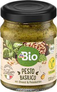 Pesto, Basilico mit Olivenöl & Pinienkernen, vegan dmBio