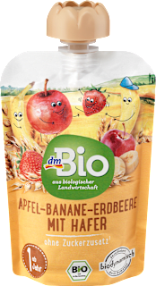 Quetschie Apfel-Banane-Erdbeere mit Hafer, ab 1 Jahr dmBio