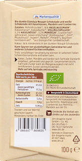 Schokolade Nougat mit Nüssen & Cranberrys dmBio