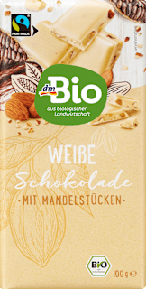 Schokolade, weiß mit Mandelstücken dmBio