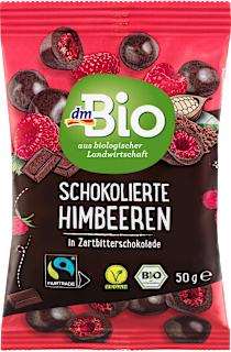 Schokolierte Himbeeren in Zartbitter dmBio