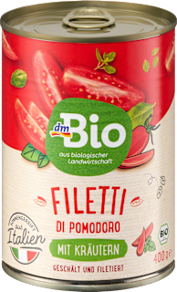 Tomatenfilets geschält, Filetti mit Kräutern dmBio