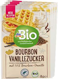 Vanillezucker mit Bourbon-Vanille (4x8g) dmBio