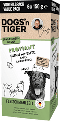 Nassfutter Hund mit Huhn, Ente, Apfel & Kartoffel, Proviant Multipack (6x150 g) DOGS'n TIGER