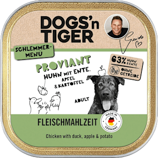 Nassfutter Hund mit Huhn, Ente, Apfel & Kartoffel, Proviant Multipack (6x150 g) DOGS'n TIGER