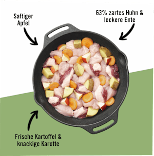 Nassfutter Hund mit Huhn, Ente, Apfel & Kartoffel, Proviant Multipack (6x150 g) DOGS'n TIGER
