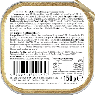 Nassfutter Hund mit Lamm & Pastinake, Abendbrot Multipack (6x150 g) DOGS'n TIGER