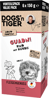 Nassfutter Hund mit Rind & Kürbis, Guadn! Multipack (6x150 g) DOGS'n TIGER