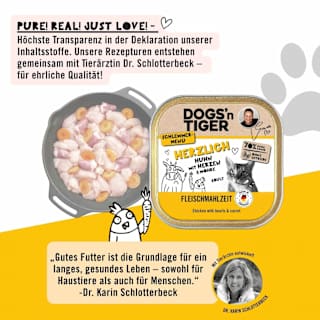 Nassfutter Katze, Huhn mit Herzen & Möhre, Herzlich DOGS'n TIGER