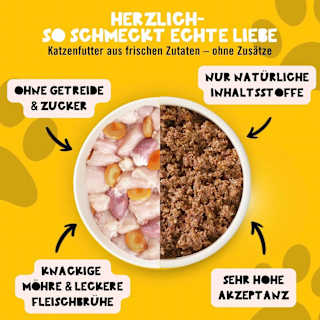 Nassfutter Katze, Huhn mit Herzen & Möhre, Herzlich DOGS'n TIGER