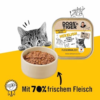 Nassfutter Katze, Huhn mit Herzen & Möhre, Herzlich DOGS'n TIGER