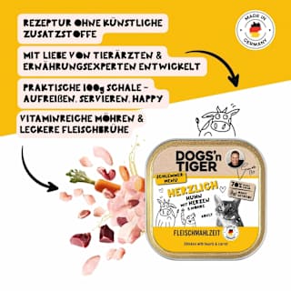 Nassfutter Katze, Huhn mit Herzen & Möhre, Herzlich DOGS'n TIGER