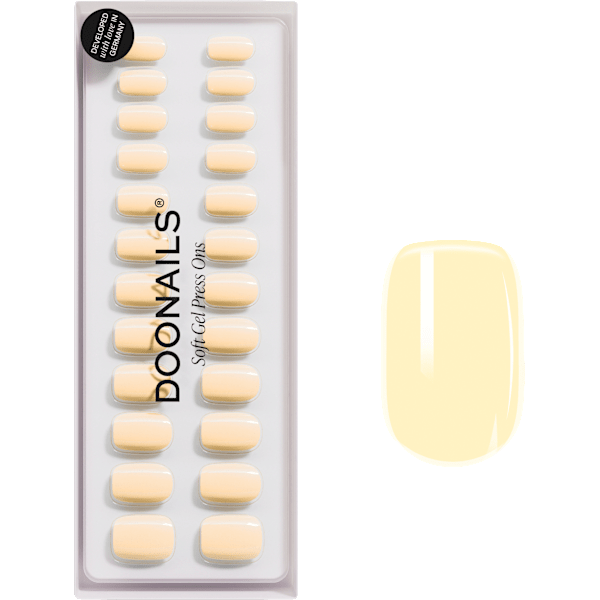 Künstliche Nägel, Soft Gel Press Ons Butter Yellow Short Square  Doonails
