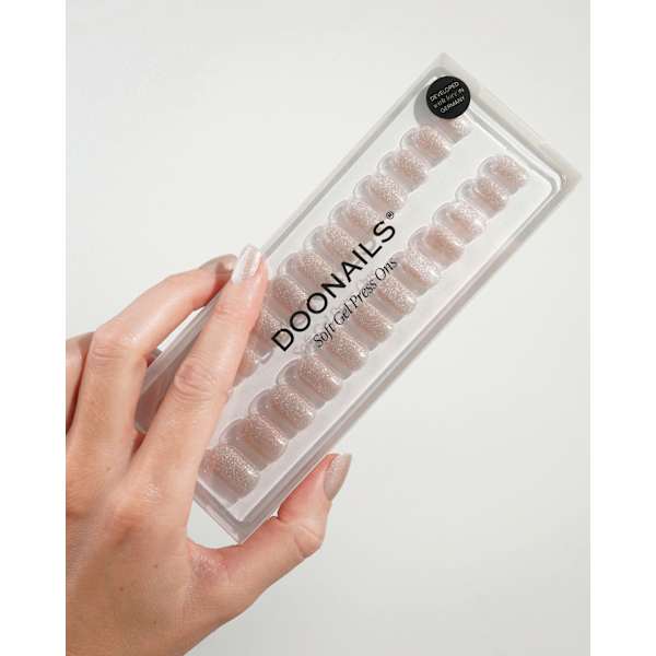 Künstliche Nägel, Soft Gel Press Ons Champagne Cat Eye Extra Short Square Doonails