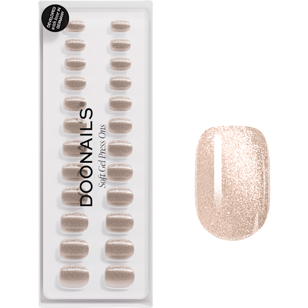 Künstliche Nägel, Soft Gel Press Ons Champagne Cat Eye Extra Short Square Doonails