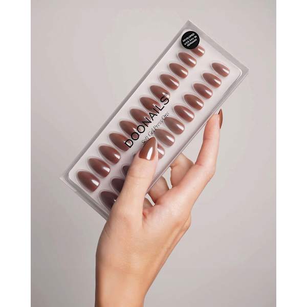 Künstliche Nägel, Soft Gel Press Ons Glazed Chocolate Short Almond Doonails