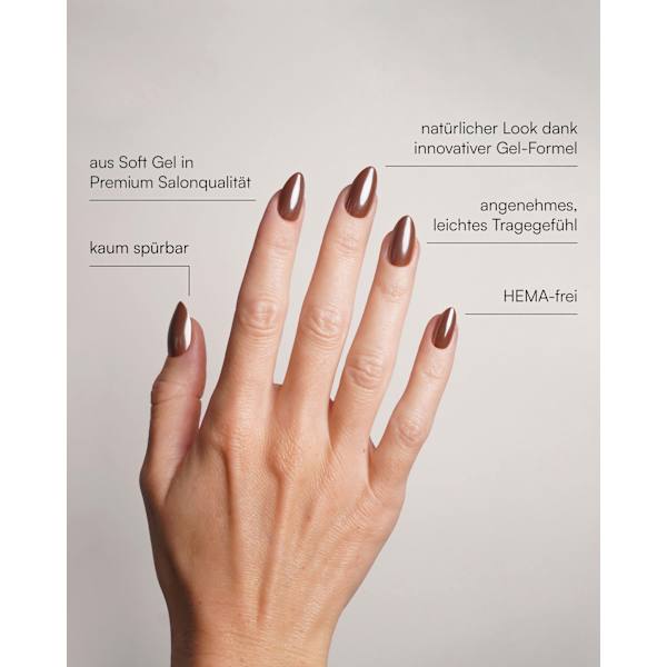 Künstliche Nägel, Soft Gel Press Ons Glazed Chocolate Short Almond Doonails