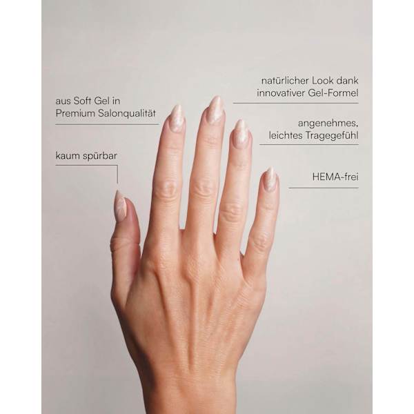 Künstliche Nägel, Soft Gel Press Ons Nude Marble Short Almond Doonails
