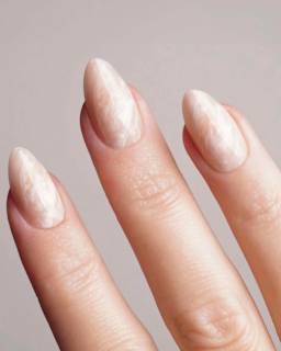 Künstliche Nägel, Soft Gel Press Ons Nude Marble Short Almond Doonails