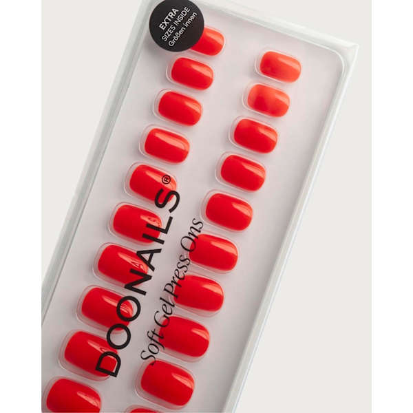 Künstliche Nägel, Soft Gel Press Ons On Fire Extra Short Square Doonails
