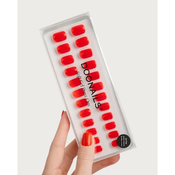 Künstliche Nägel, Soft Gel Press Ons On Fire Extra Short Square Doonails