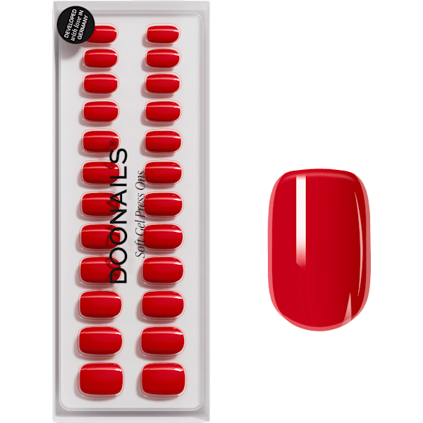 Künstliche Nägel, Soft Gel Press Ons Rose Red Short Square Doonails