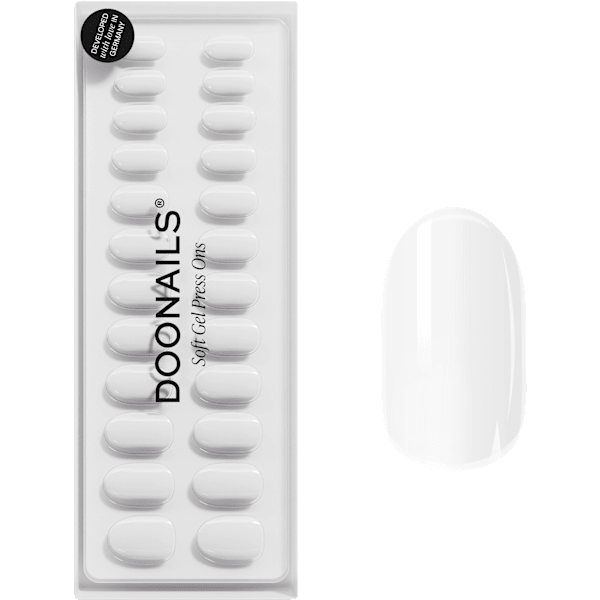 Künstliche Nägel, Soft Gel Press Ons Snow White Medium Round Doonails