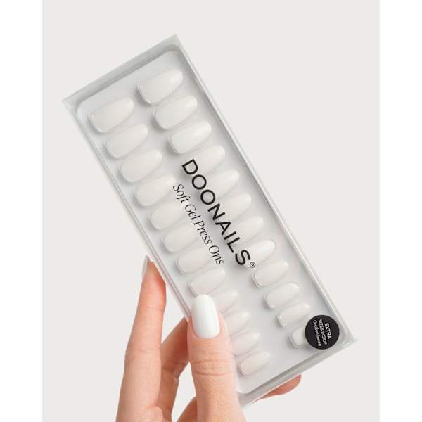 Künstliche Nägel, Soft Gel Press Ons Snow White Medium Round Doonails