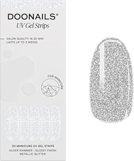 UV Gel Nagelfolien, Gel Strips Silver Shimmer Doonails