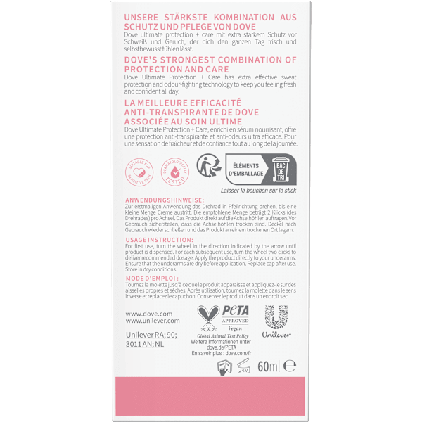 Antitranspirant Deocreme ultimate protection +care pomegranate & lemon verbena Dove