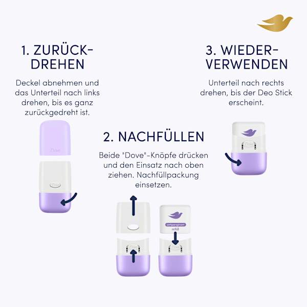 Antitranspirant Deostick Veilchen- & Tonkabohnenduft, Nachfüllpack Dove