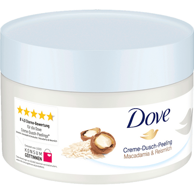 Dove Macadamia & rice milk body scrub, 225 ml
